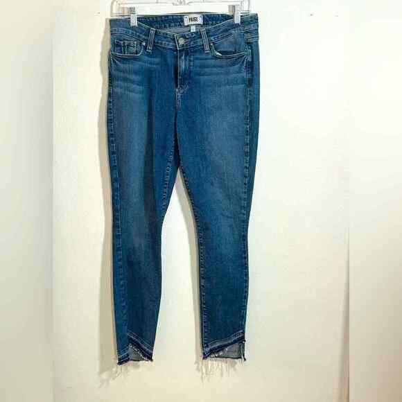 PAIGE VERDUGO ANKLE deconstructed hem MidRise straight skinny size 31 Stretch - Picture 2 of 9